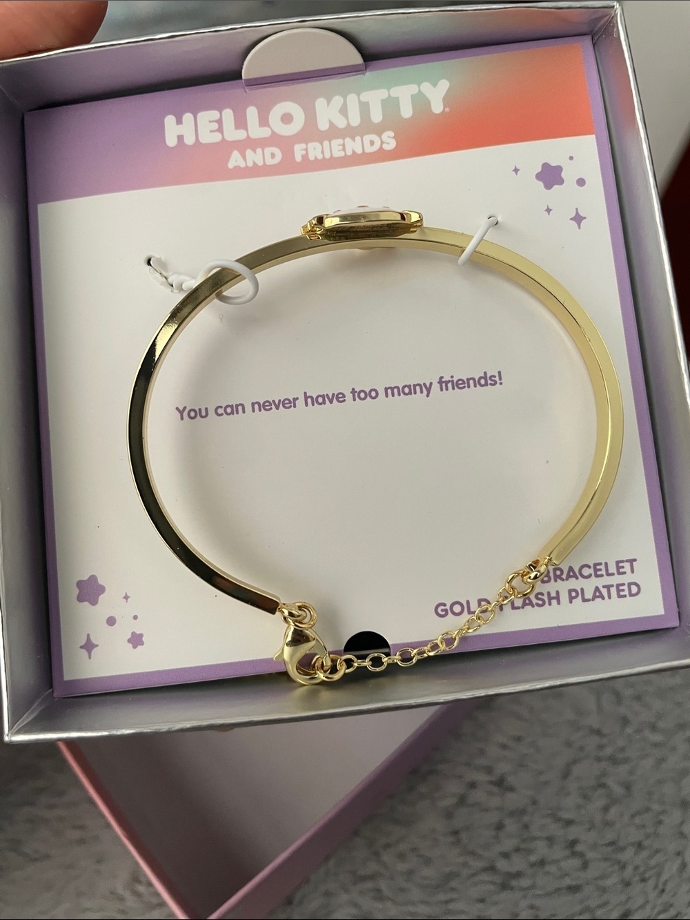 Hello Kitty Gold and White Enamel Bracelet with Pink Bow Accent - Picture 4 of 8